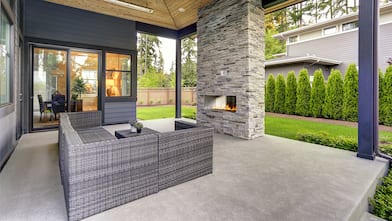 modern backyard cement patio